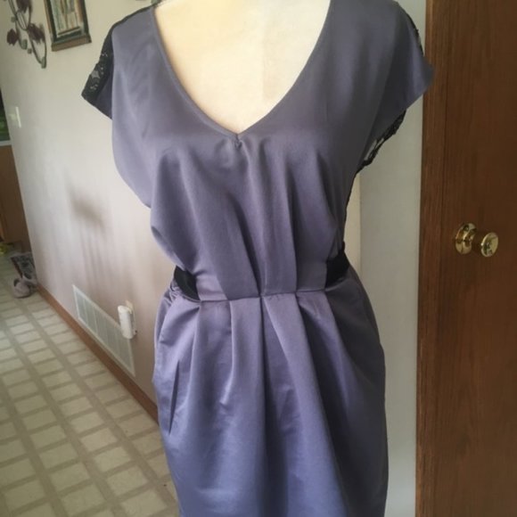 Sound& Matter Gray, Black Lace, Pockets Dress Sz S - Picture 3 of 15